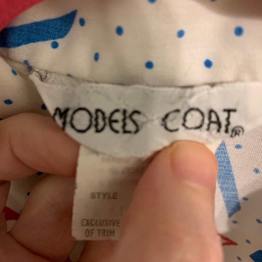 Adorable 70s 80s vintage Model Coat housedress snap down kitsch white with red a - Picture 5 of 8